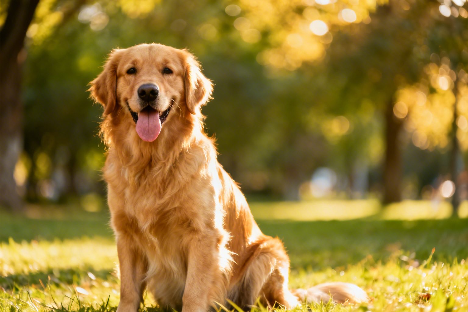 Golden Retriever saudável em parque ao ar livre
