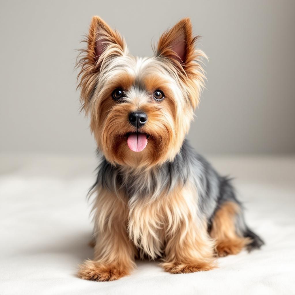 Yorkshire Terrier com pelo sedoso em ambiente doméstico