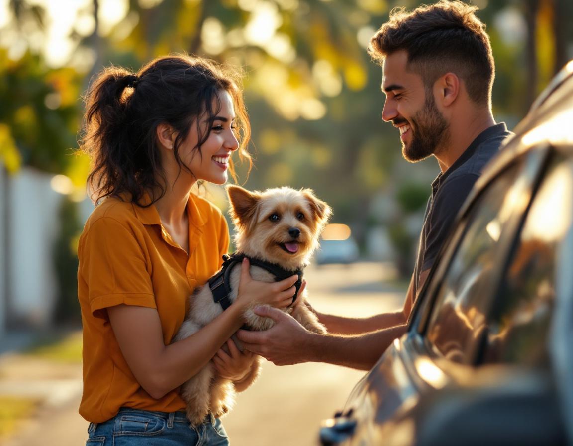 Tutora entregando seu pet ao motorista VaiBicho